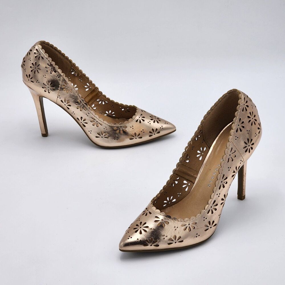 Lauren Conrad Rose Gold Floral Cutout Heel Pumps Size 8.5